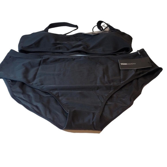 SET! Women's 2 PIECE Maui bikini tank top 1X, high-rise bikini bottom 2X BLACK - Picture 2 of 13